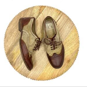 Frye Harvey Canvas Oxfords Leather Wing Tips Heritage Academia Preppy